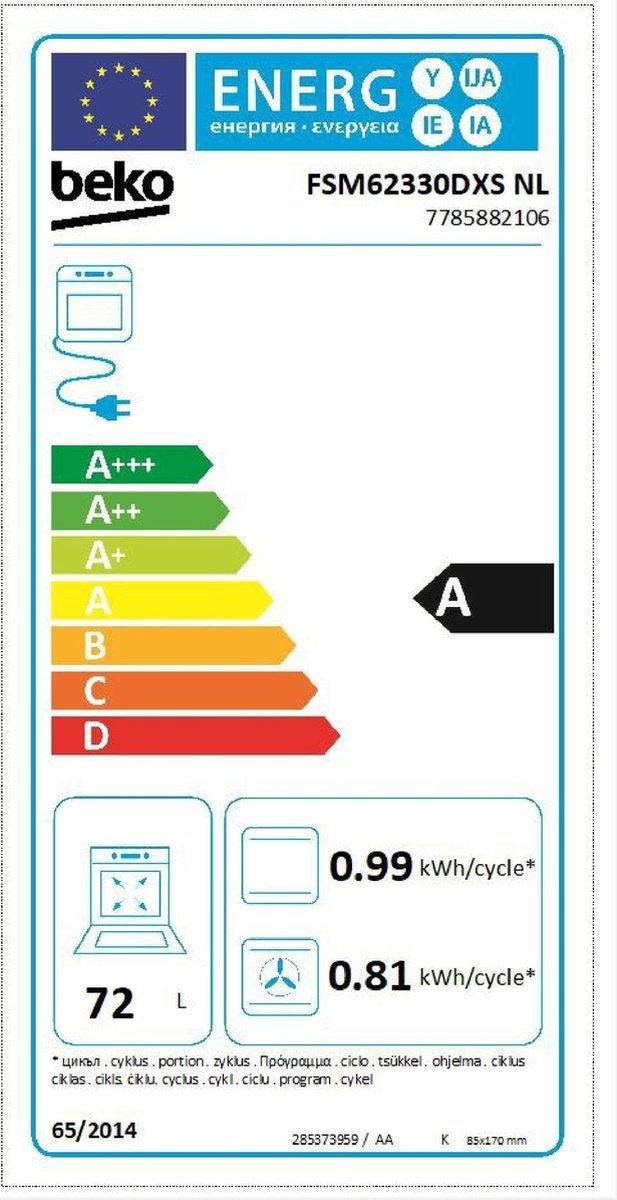 Beko FSM62330DXSNL - Gasfornuis