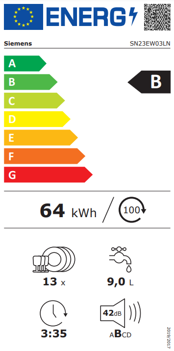 Siemens SN23EW03LN extraKlasse - Vrijstaande vaatwasser