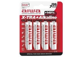 Aiwa X-TRA+ AAA Alkaline AAALR03 (4 stuks)