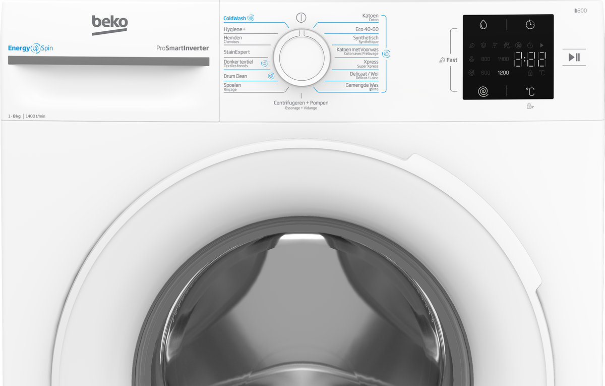 Beko BM3WFU38412CW EnergySpin - Wasmachine