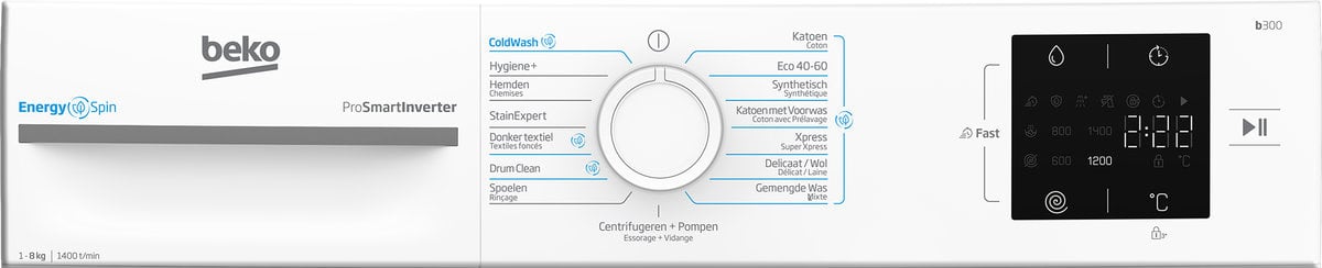 Beko BM3WFU38412CW EnergySpin - Wasmachine