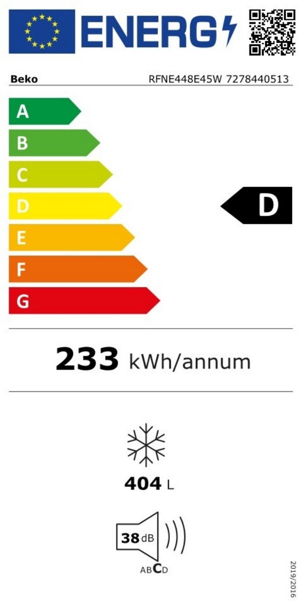 Beko RFNE448E45W - Vrieskast