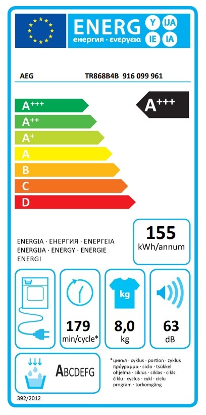 AEG TR8ESSEN 8000 Serie AbsoluteCare - Warmtepompdroger