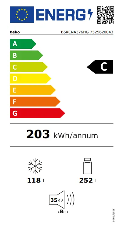 Beko B5RCNA376HG - Koel-vriescombinatie