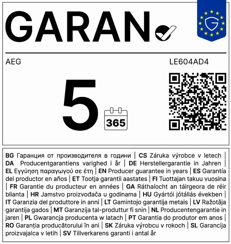 AEG LE604AD4 - 6000 ProSense - Wasmachine