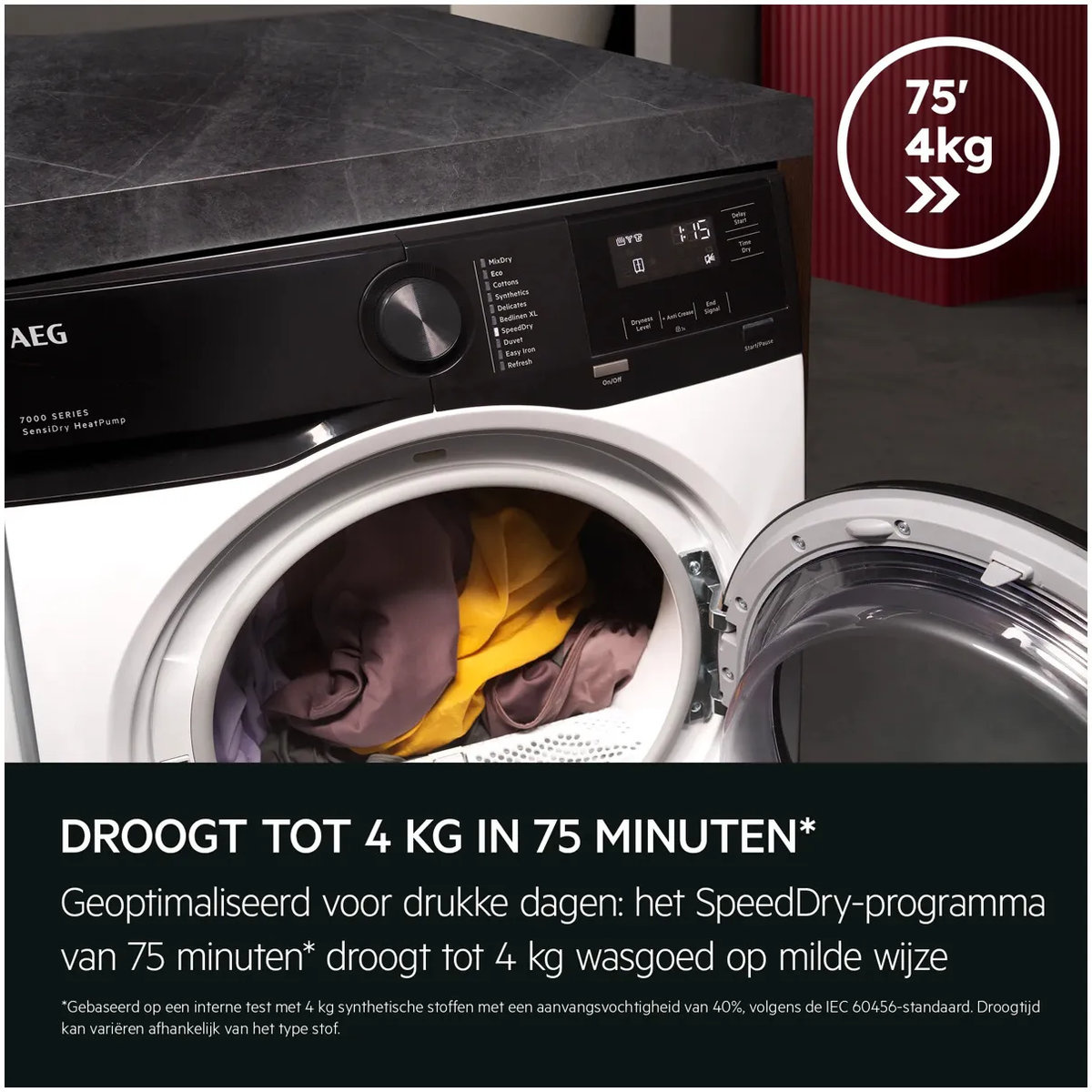 AEG TE7ONYX Zwart - Warmtepompdroger