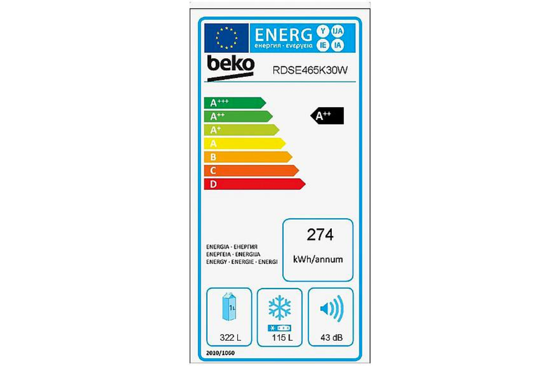 Beko RDSE465K30W Koelvriescombinatie