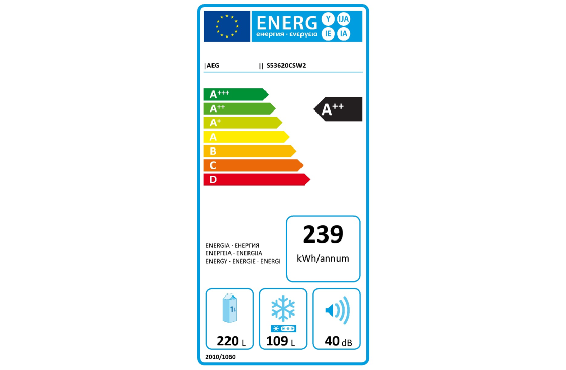 AEG S53620CSW2 Koel-vriescombinatie