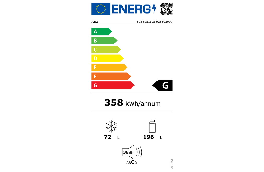 AEG SCB51811LS Inbouw koelvriescombinatie nis 178 cm