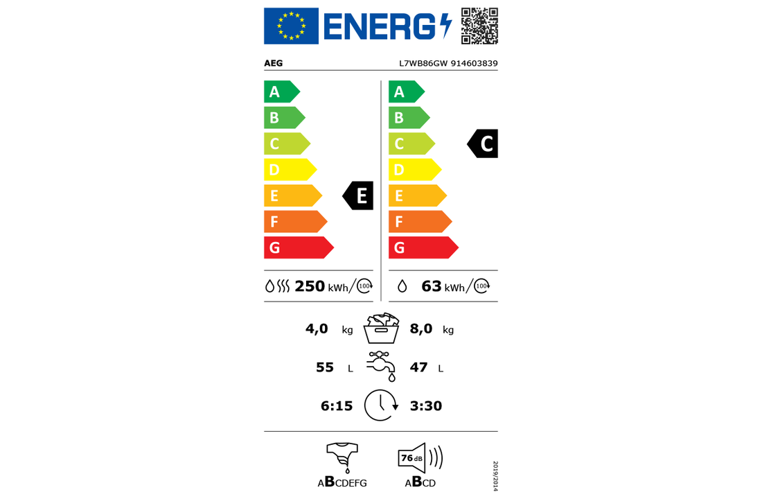 AEG L7WB86GW ProSteam Was-droogcombinatie