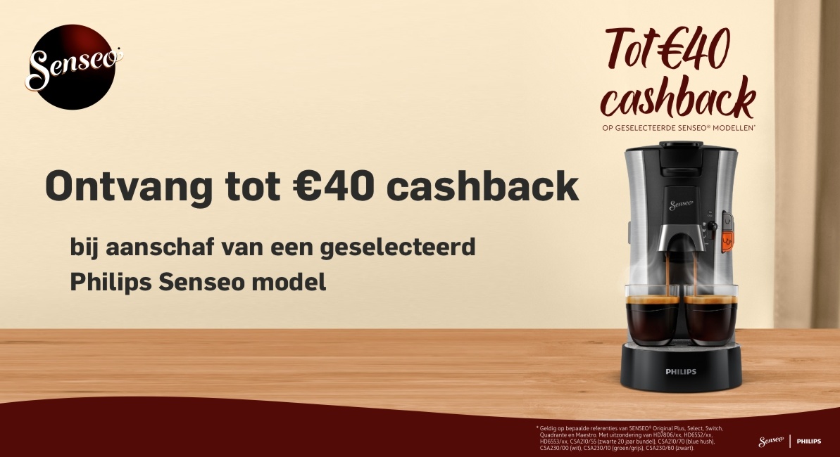 Tot €40 cashback op geselecteerde Senseo modellen