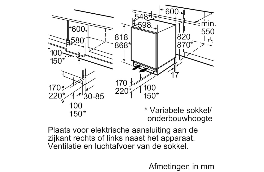 Bosch KUR15ADF0 Onderbouw koelkast.