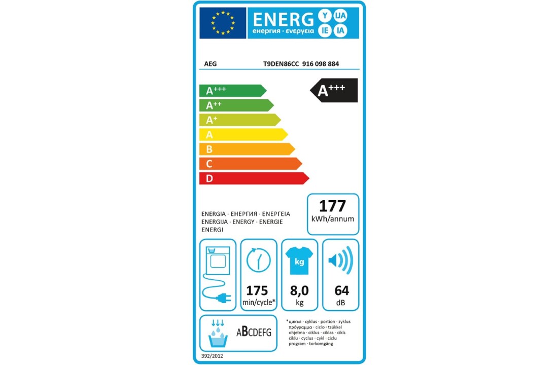 AEG T9DEN86CC FiberPro - Warmtepompdroger