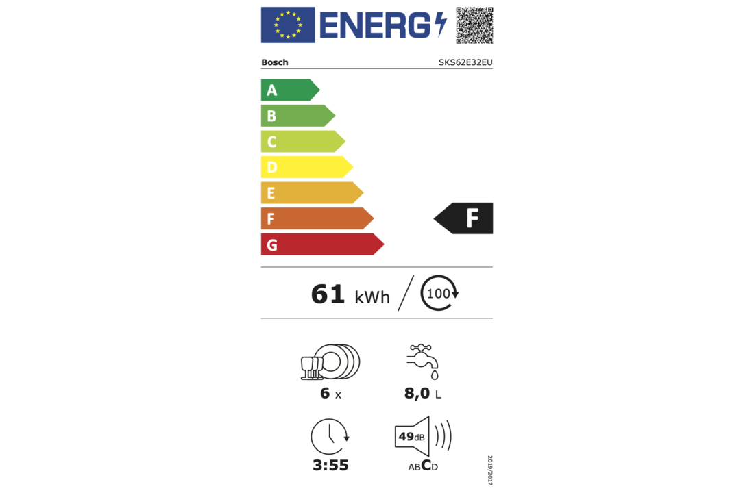 Bosch SKS62E32EU - Vrijstaande compacte vaatwasser