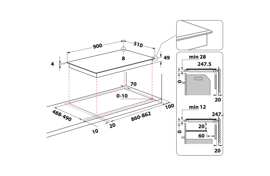 Whirlpool WT 1090 BA 90 cm Inbouw Inductie kookplaat .