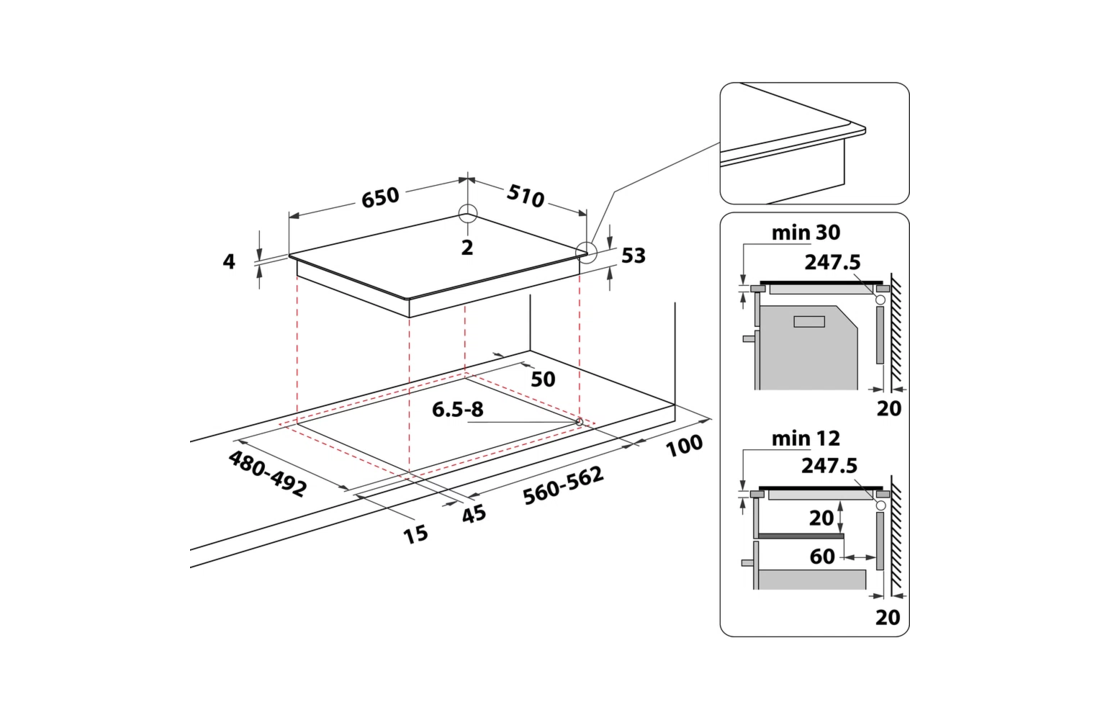 Whirlpool SMO 658C/BT/IXL Inbouw Inductie kookplaat .