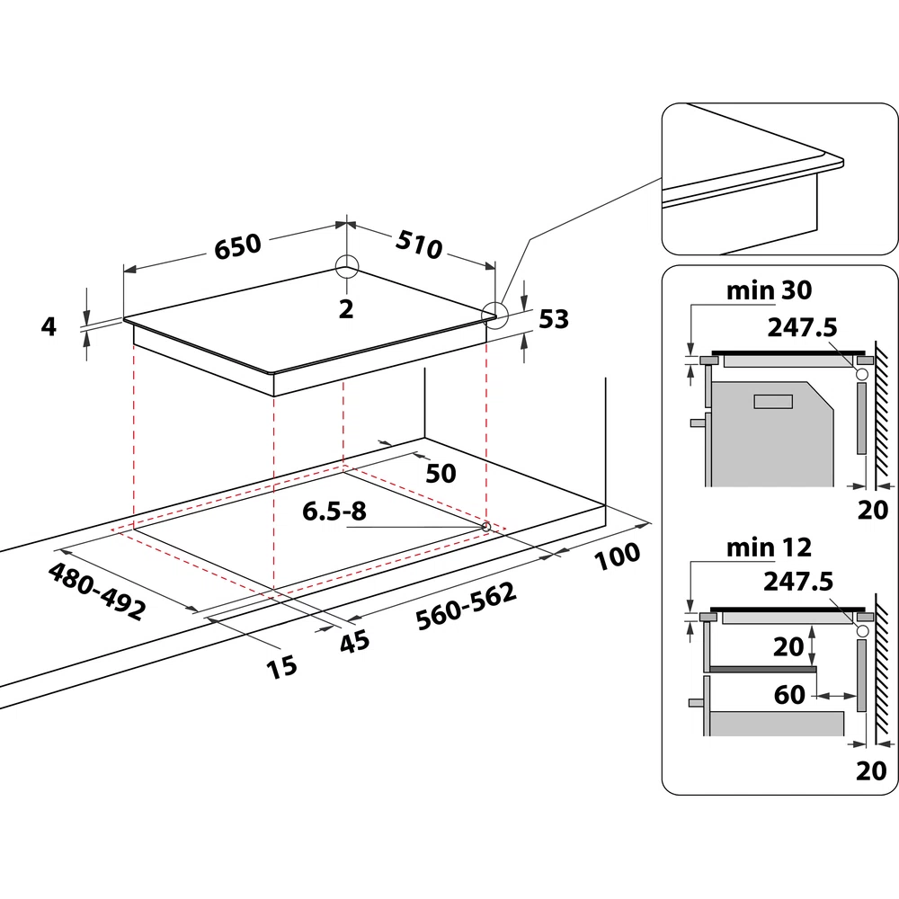 Whirlpool SMO 658C/BT/IXL Inbouw Inductie kookplaat .