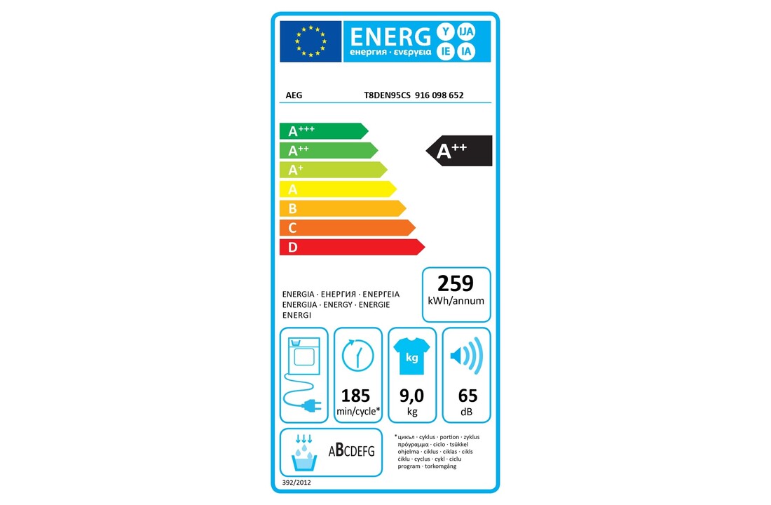 AEG T8DEN95CS AbsoluteCare - Warmtepompdroger