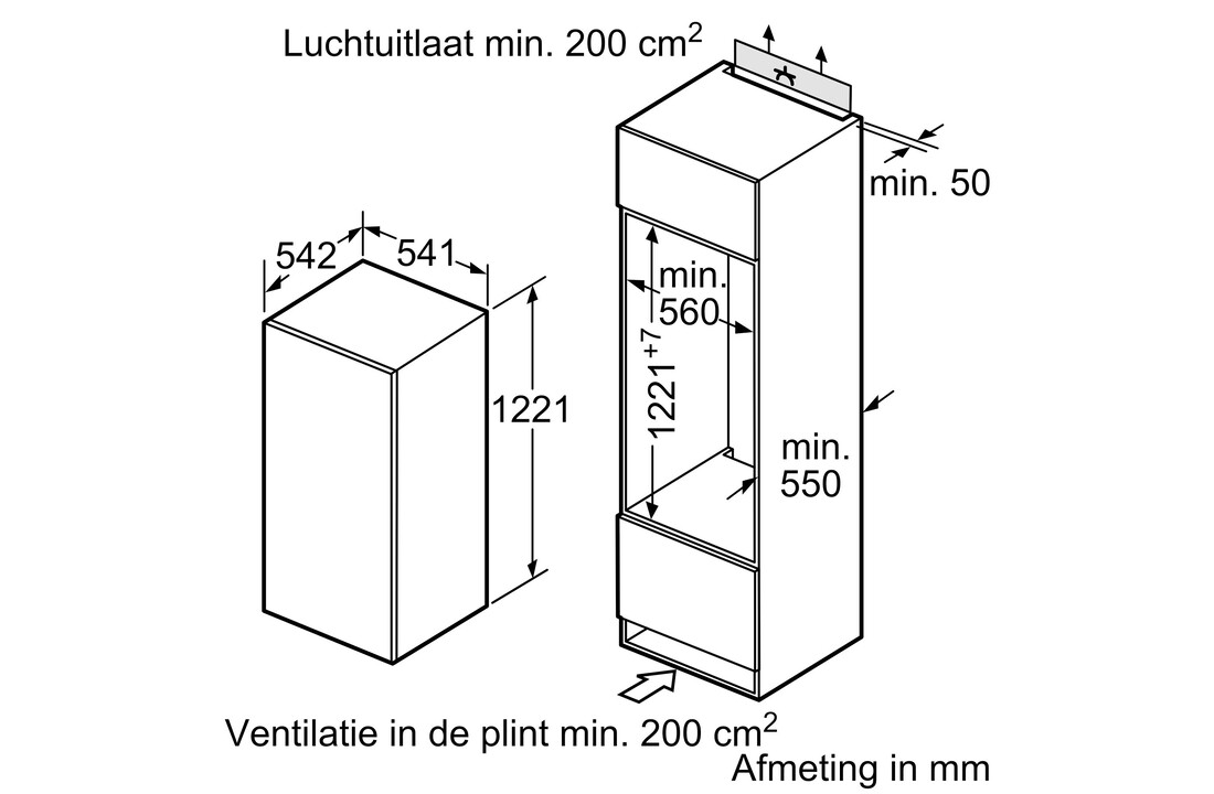 Bosch EXCLUSIV KIR24EFF0 - Inbouw koelkast.