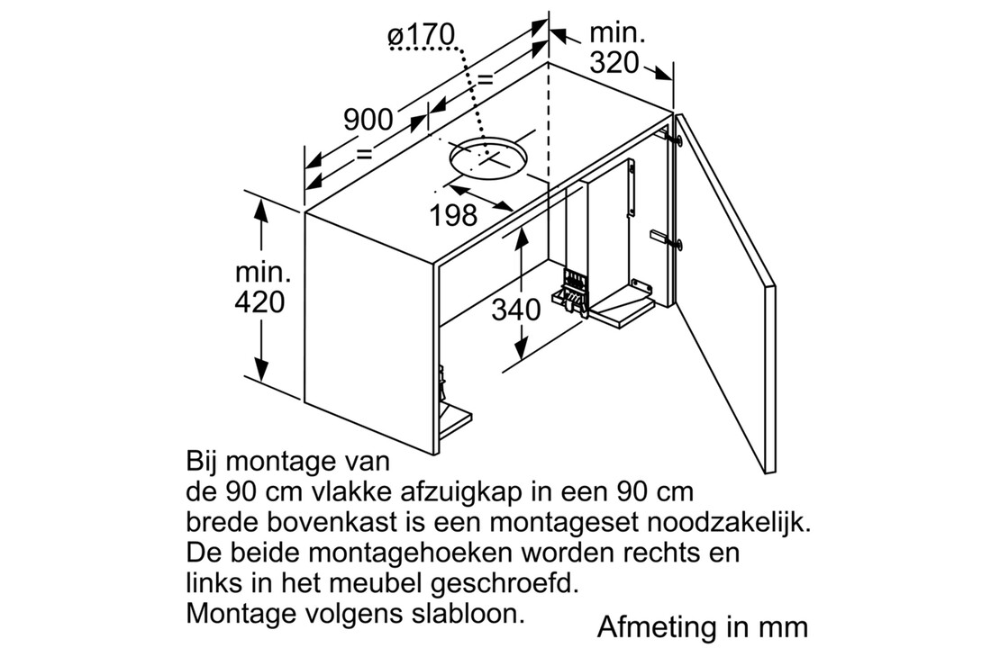 Bosch DSZ4920 Afzuigkap Montageset voor 90 cm bovenkast