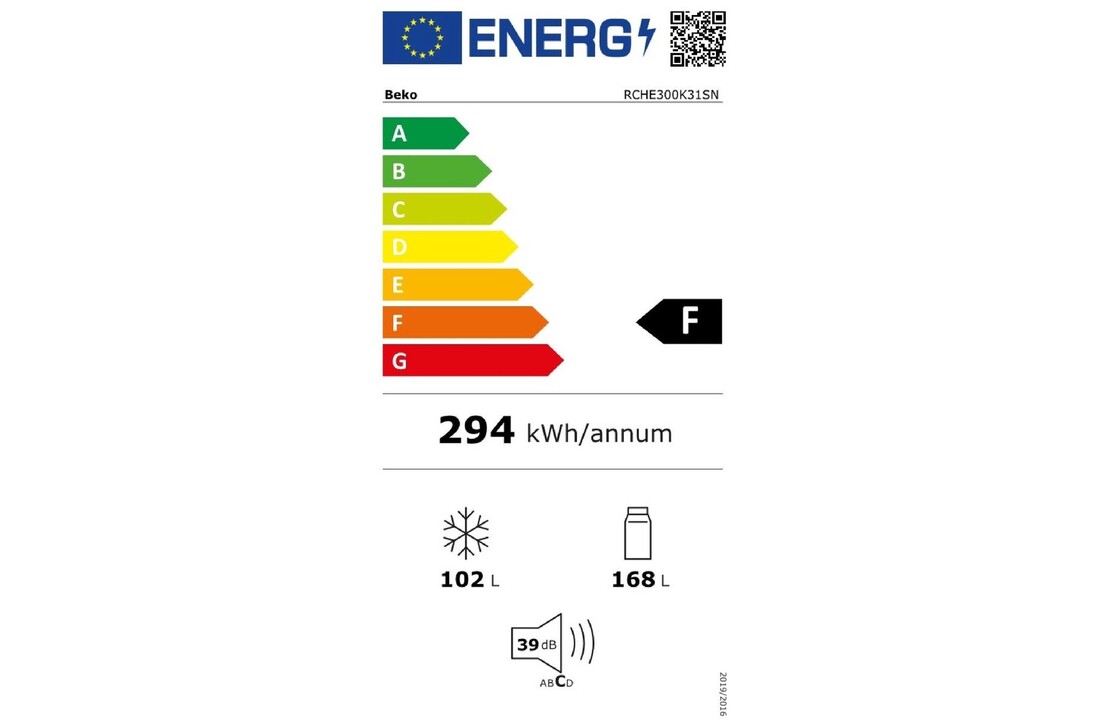 Beko RCHE300K31SN - Koel-vriescombinatie