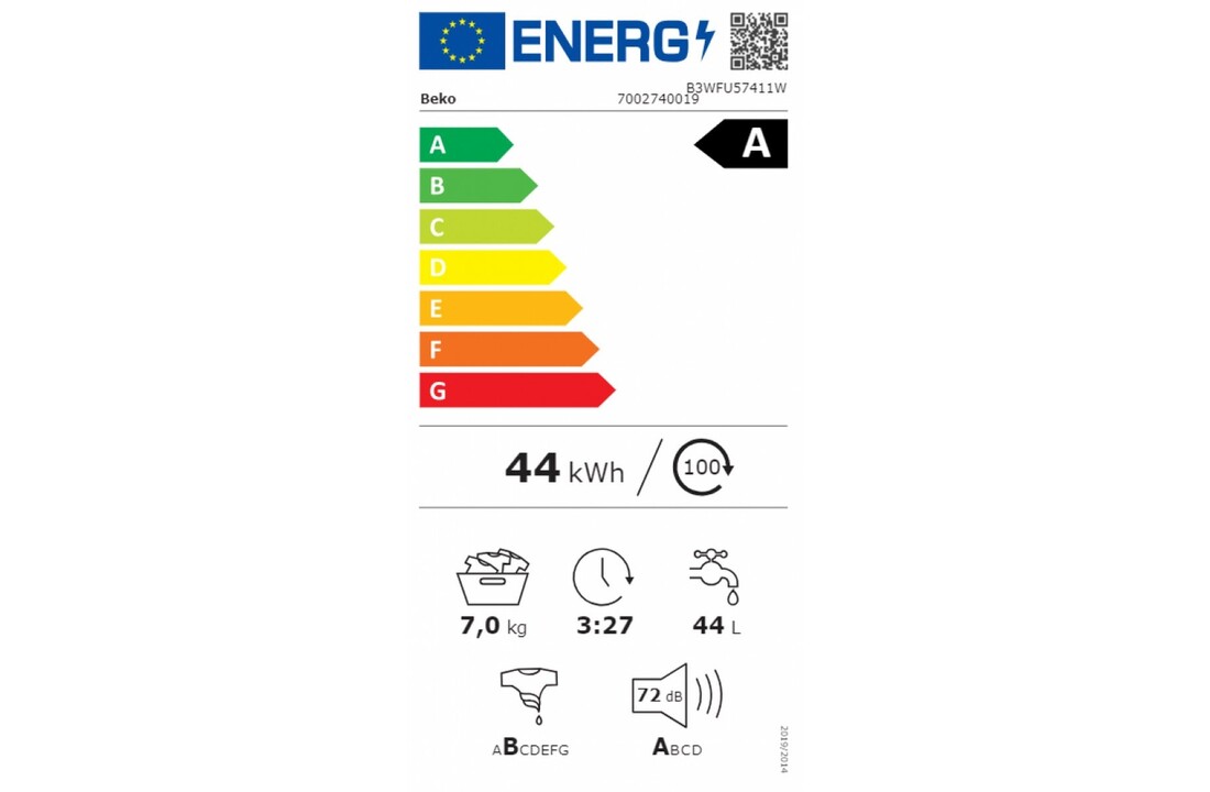 Beko B3WFU57411W - Wasmachine