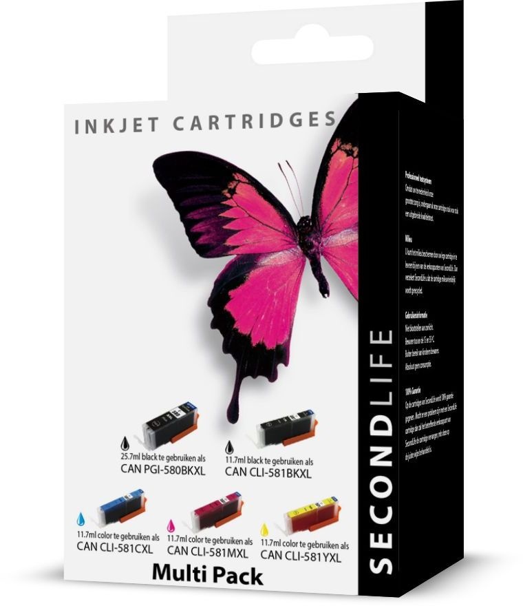 SecondLife Canon 580/581 Multipack (zwart + 3 kleuren) - Inktcartridge