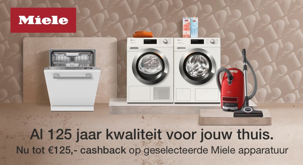 Tot €125 cashback op Miele apparatuur