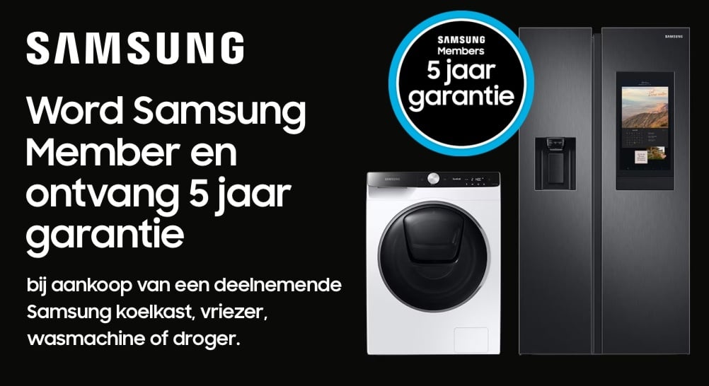 Samsung: 5 jaar garantie op wassen, koelen/vriezen en inbouwapparatuur