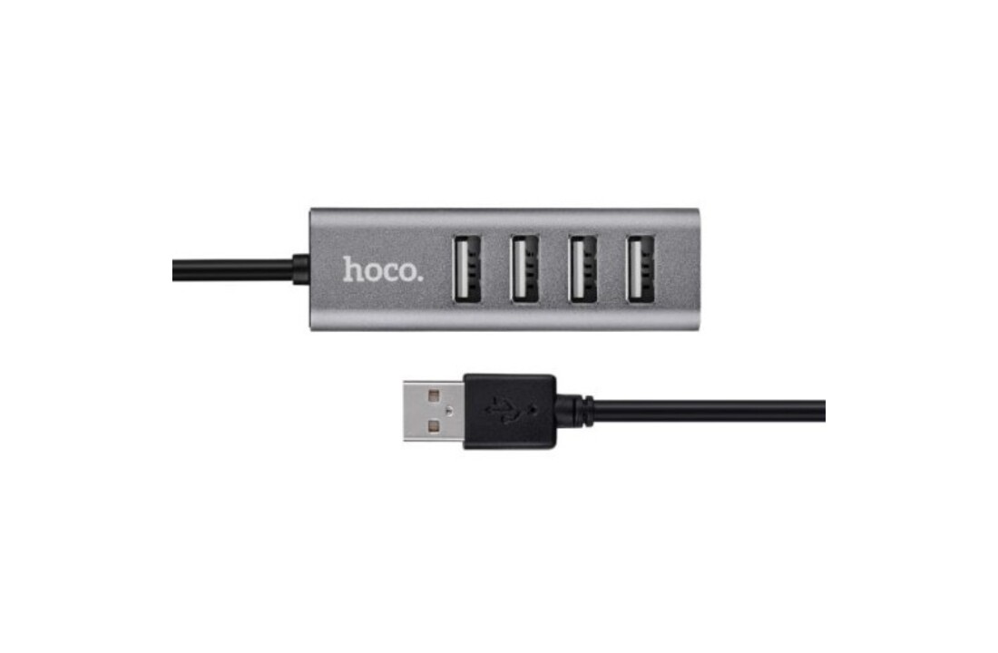 Hoco USB 2.0 HUB 4 poorten Grijs - USB Hub