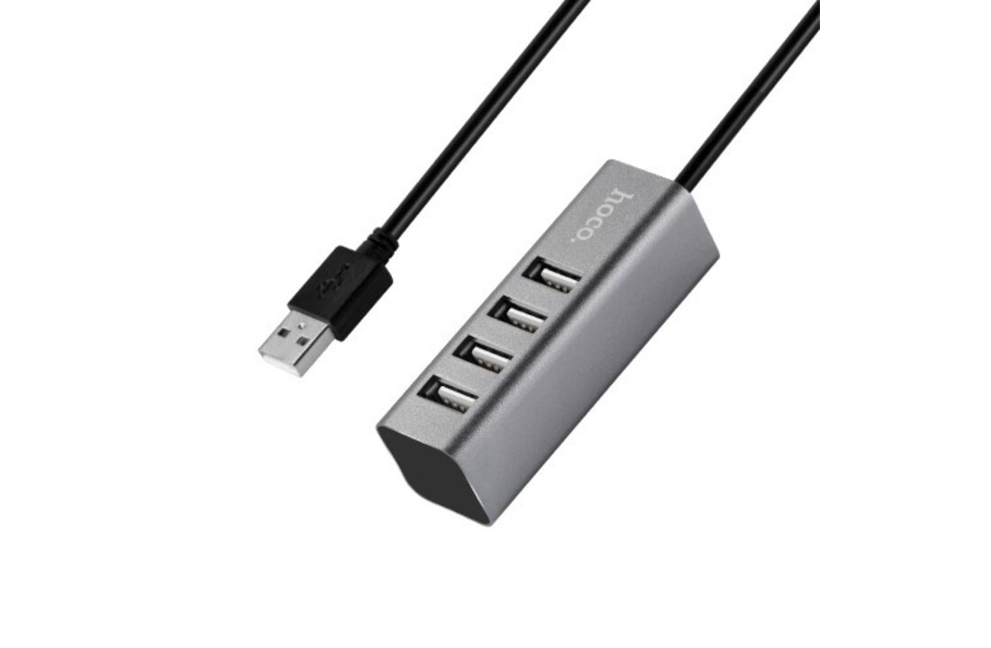 Hoco USB 2.0 HUB 4 poorten Grijs - USB Hub