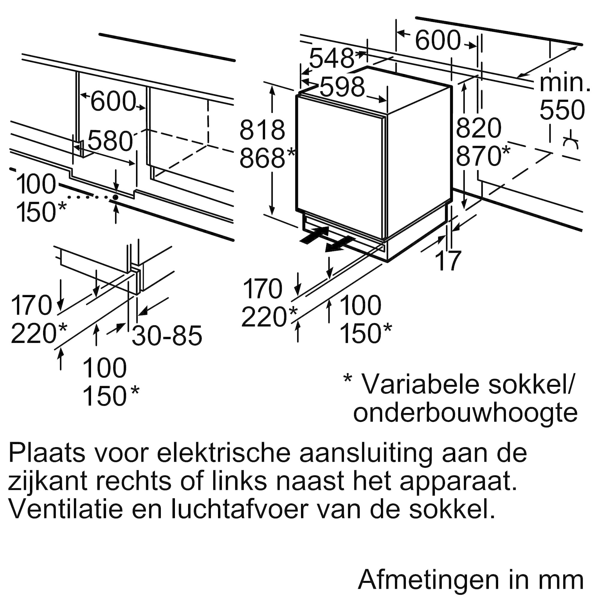 Bosch KUR21VFE0 Onderbouw koelkast.