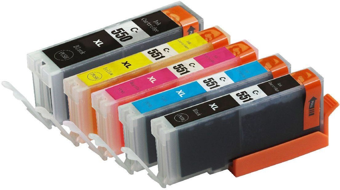 SecondLife Multipack Canon 550 Black & 551 Serie Zwart + 3 kleuren - Inktcartridge