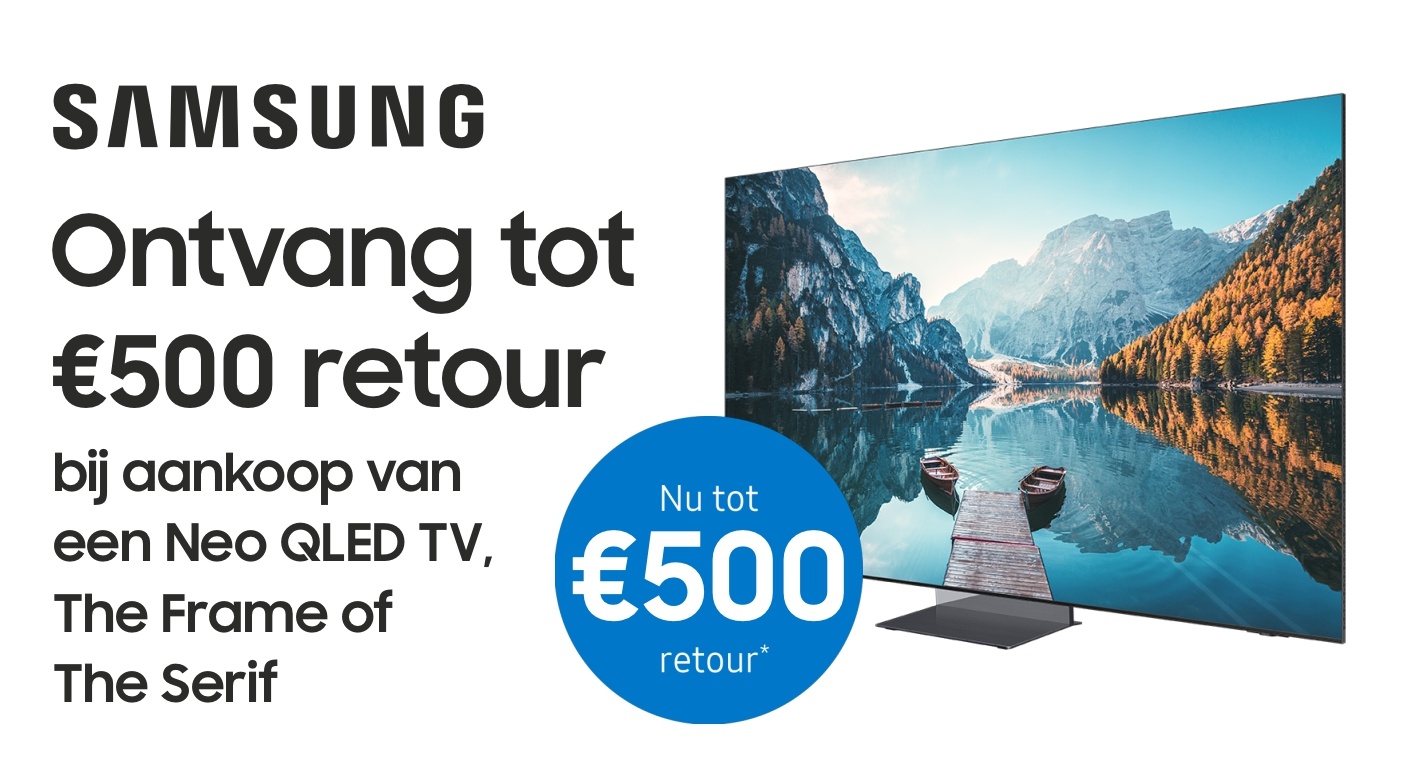 Tot € 500,- retour bij een Samsung Neo QLED TV, The Frame of The Serif