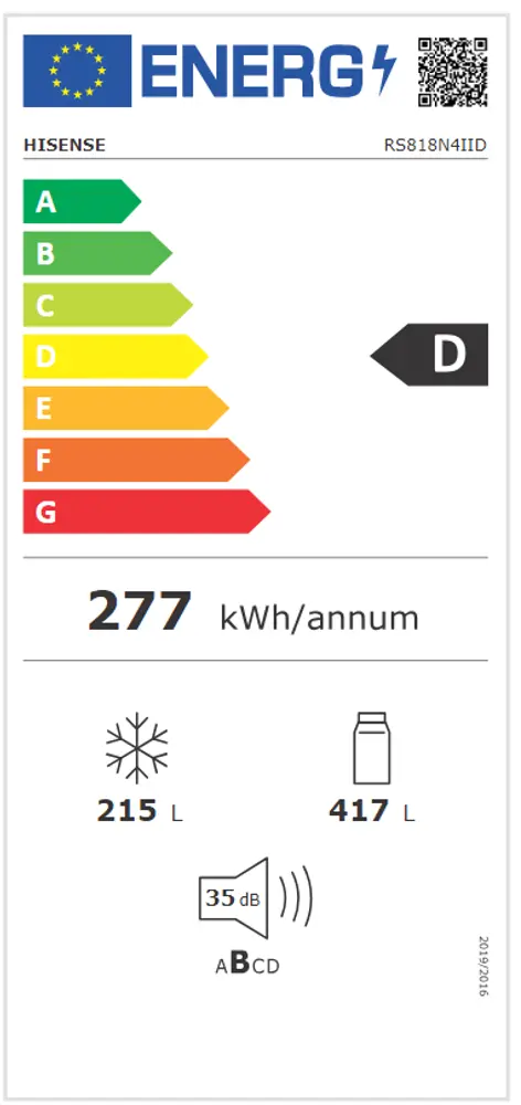 Hisense RS818N4IID  - Amerikaanse koelkast.