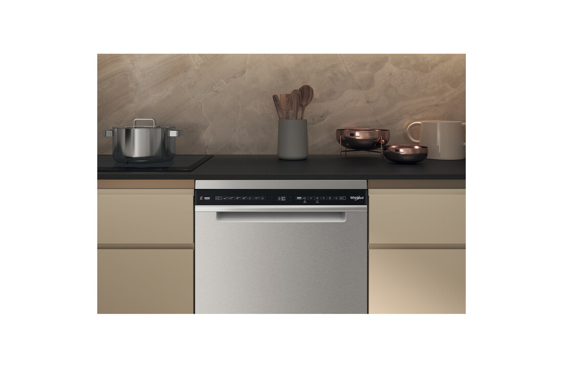 Whirlpool W7F HS41 X RVS - Vrijstaande vaatwasser.