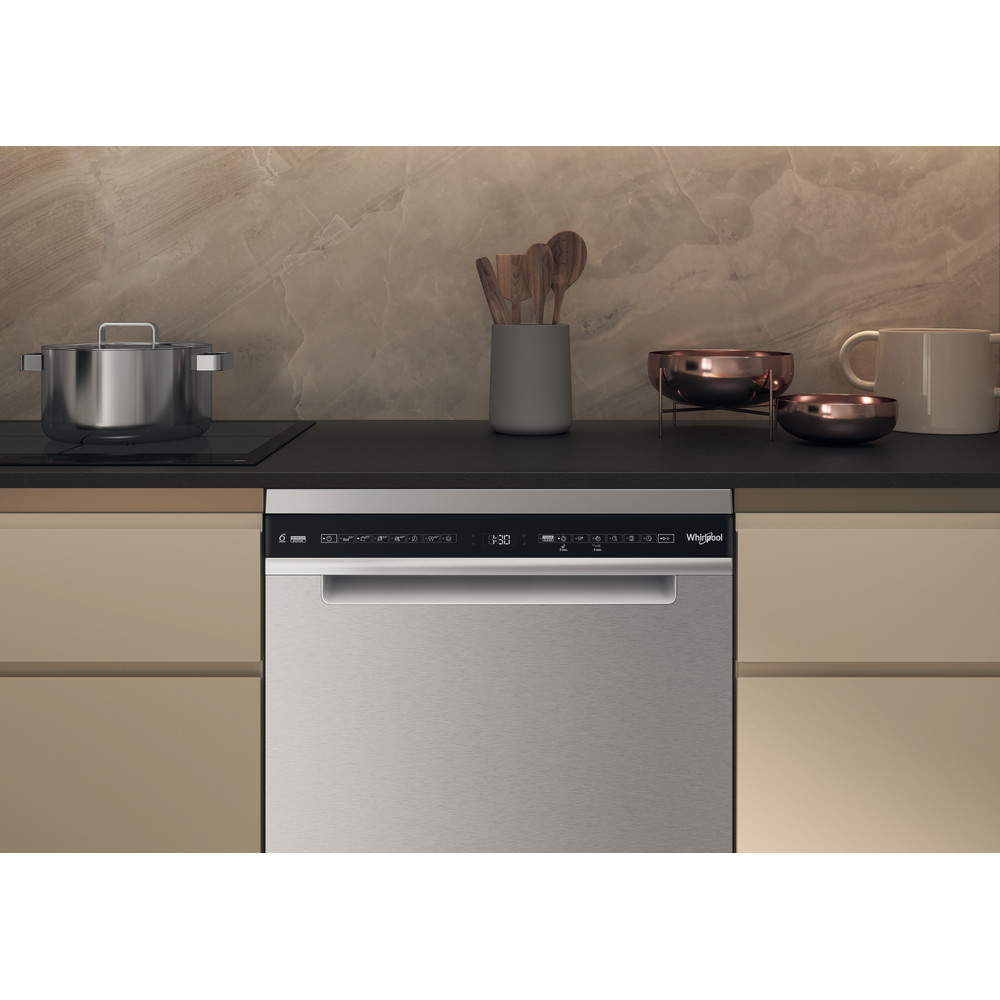 Whirlpool W7F HS41 X RVS - Vrijstaande vaatwasser.