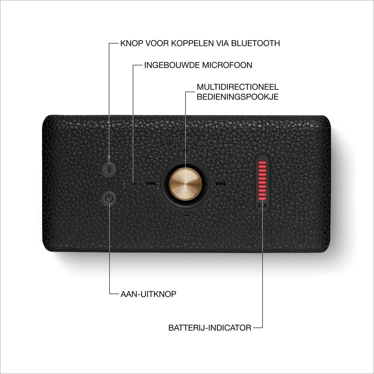 Marshall Emberton III Black Brass - Draadloze speaker