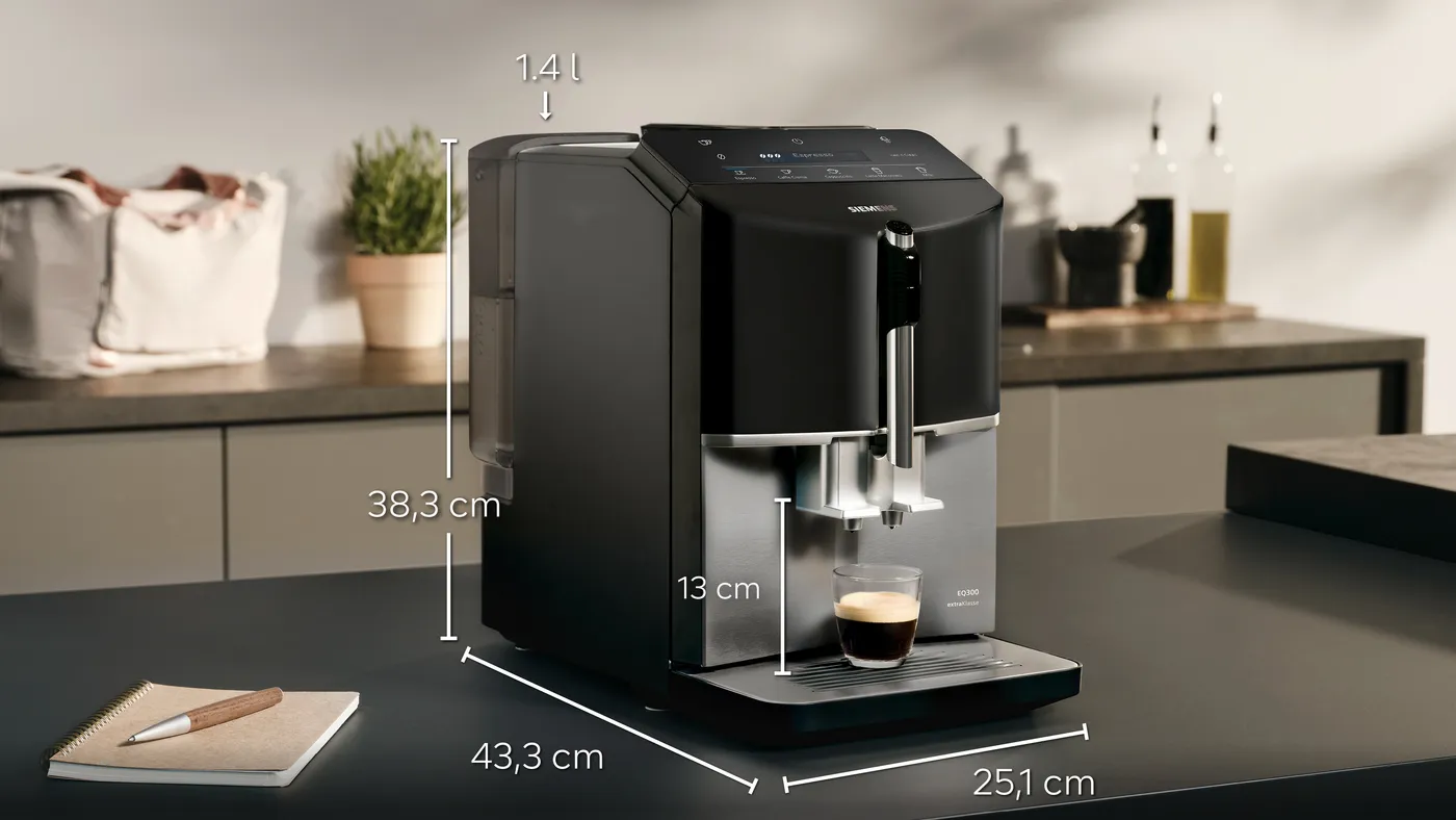 Siemens TF305EF9 Espresso volautomaat EQ300 extraKlasse Donker inox.