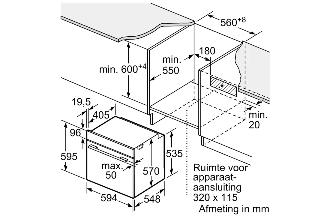 Bosch HBG3720B3 - Inbouw bakoven met pyrolyse.