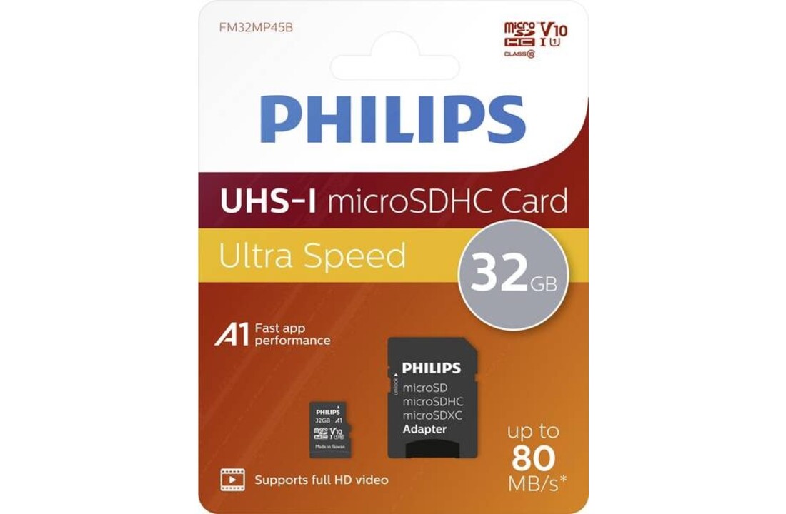 Philips 32GB Micro SDHC geheugenkaart - Micro SD kaart