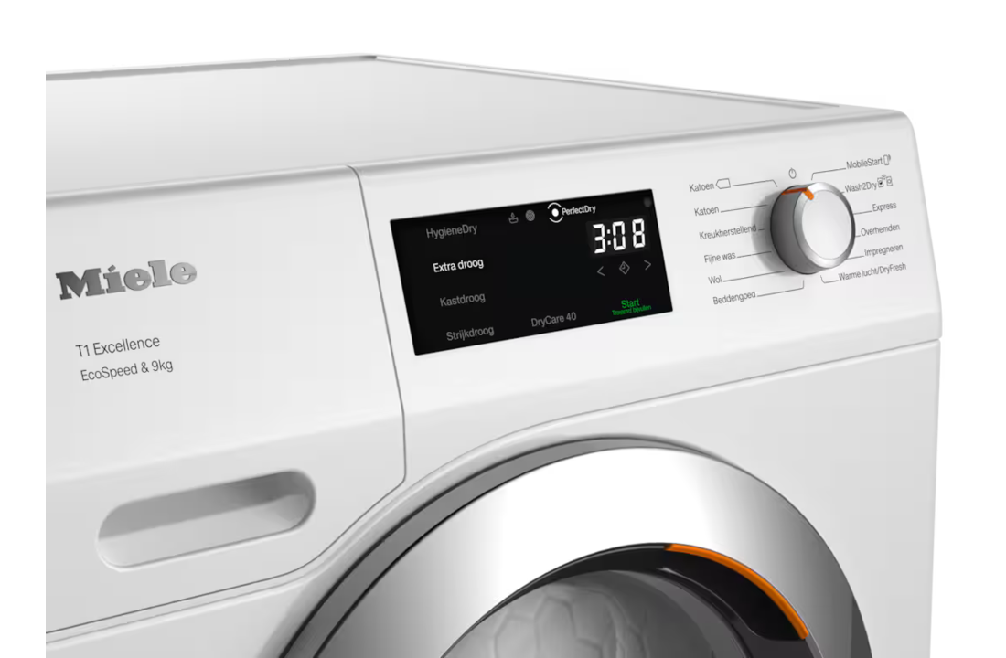 Miele TEH795WP EcoSpeed & 9kg Lotuswit Warmtepompdroger.