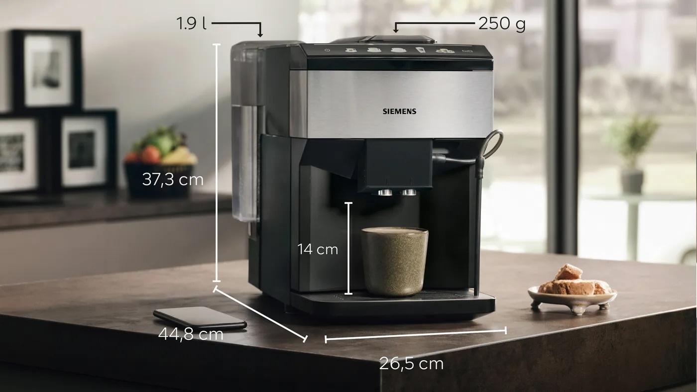 Siemens TP517DF3 Espresso volautomaat EQ500 extraKLASSE RVS, Zwart.