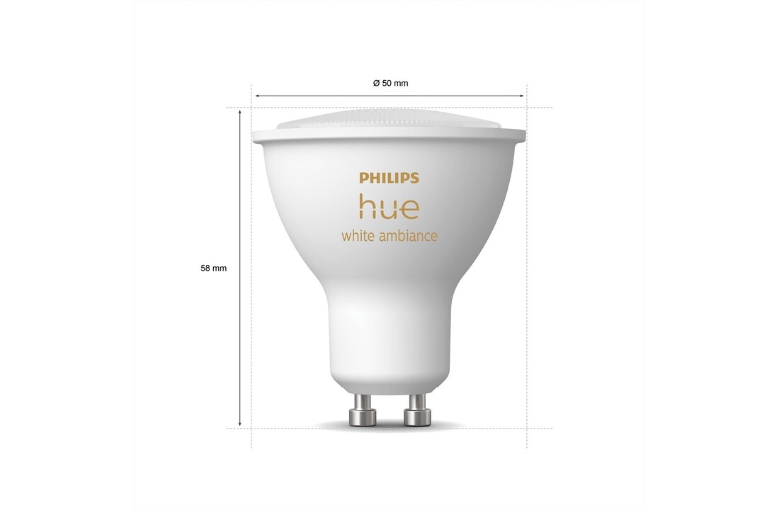 Philips Hue 2x GU10 4.3W White Ambiance Duo Pack - Slimme lamp