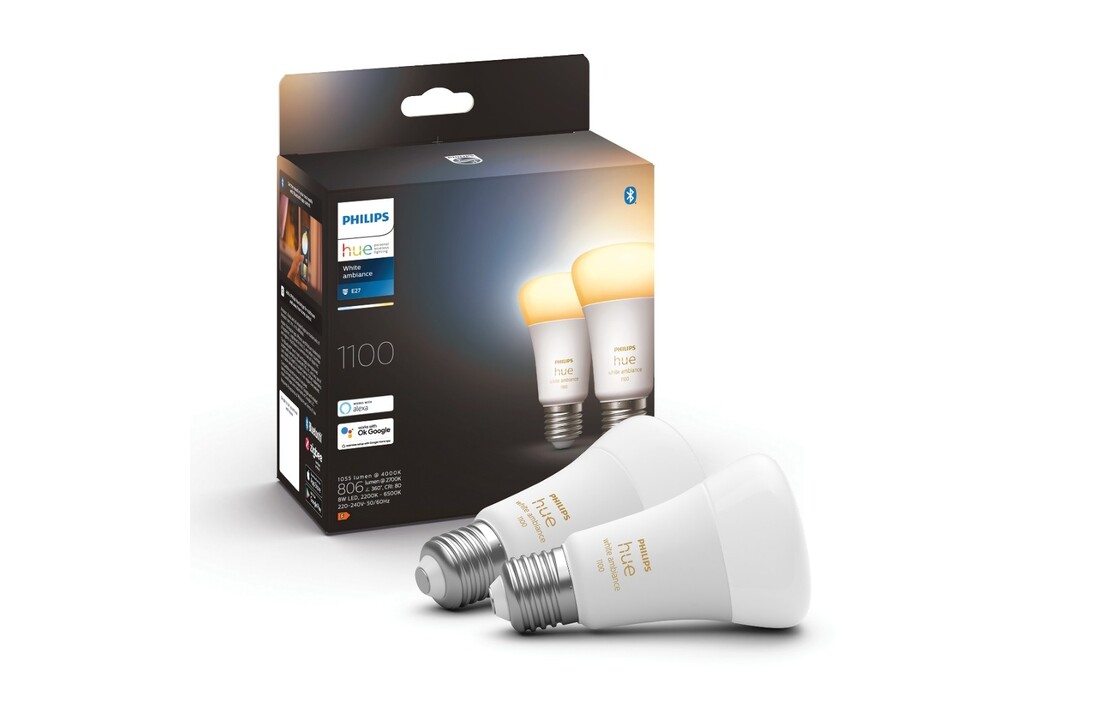 Philips Hue 2x E27 8WA60 White Ambiance Duo Pack - Slimme lamp