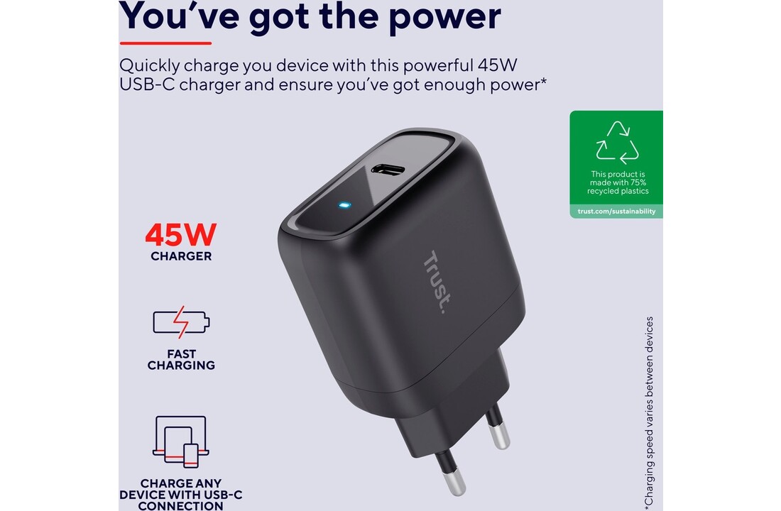 Trust Maxo 45W USB-C laptoplader
