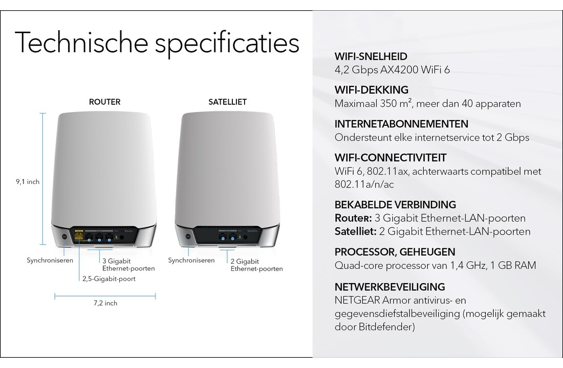 Netgear Orbi RBK752 Multiroom WiFi 6 Mesh systeem - Router