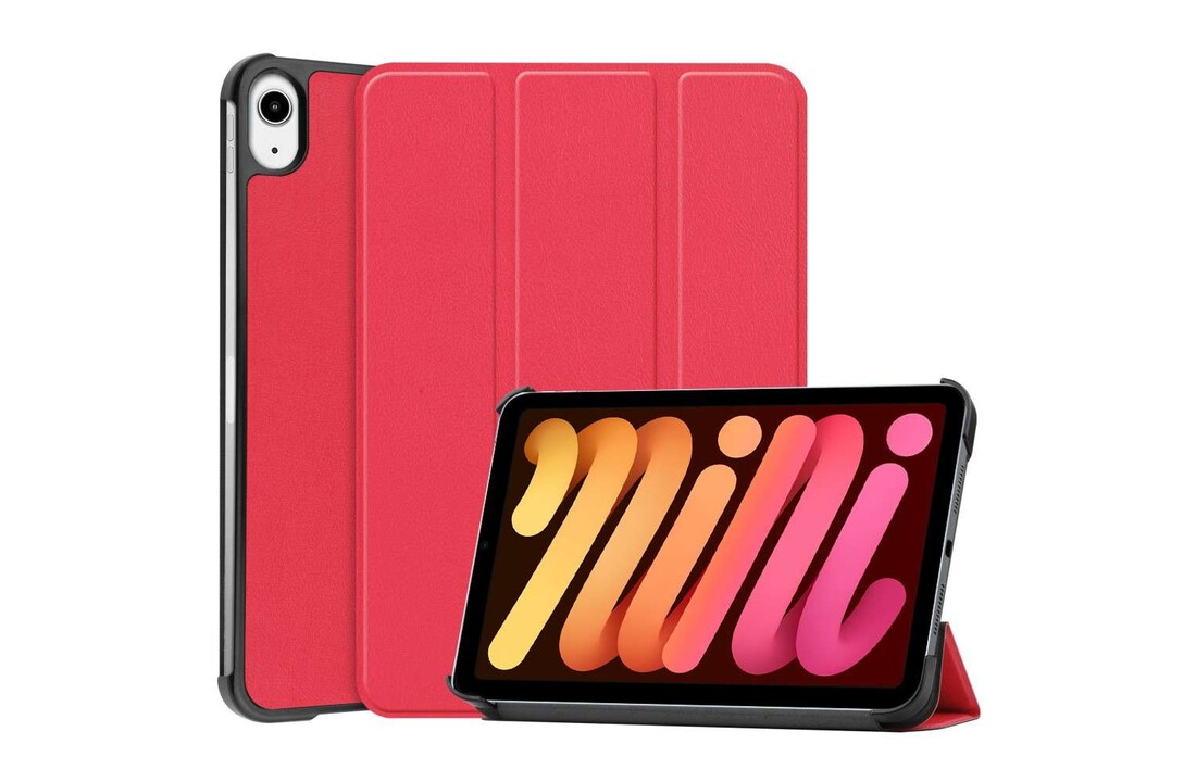 Just in Case iPad Mini 2022 (6th Gen) - Smart Tri-Fold Case - Rood - Beschermhoes