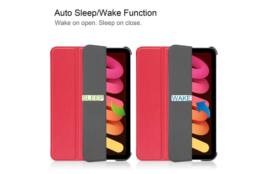 Just in Case iPad Mini 2022 (6th Gen) - Smart Tri-Fold Case - Rood - Beschermhoes