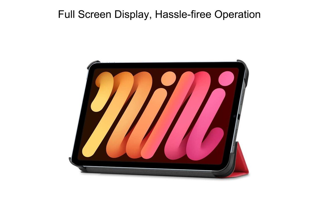 Just in Case iPad Mini 2022 (6th Gen) - Smart Tri-Fold Case - Rood - Beschermhoes